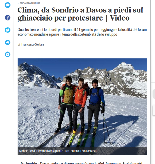 Clima, Sondrio Davos piedi ghiacciaio protestare